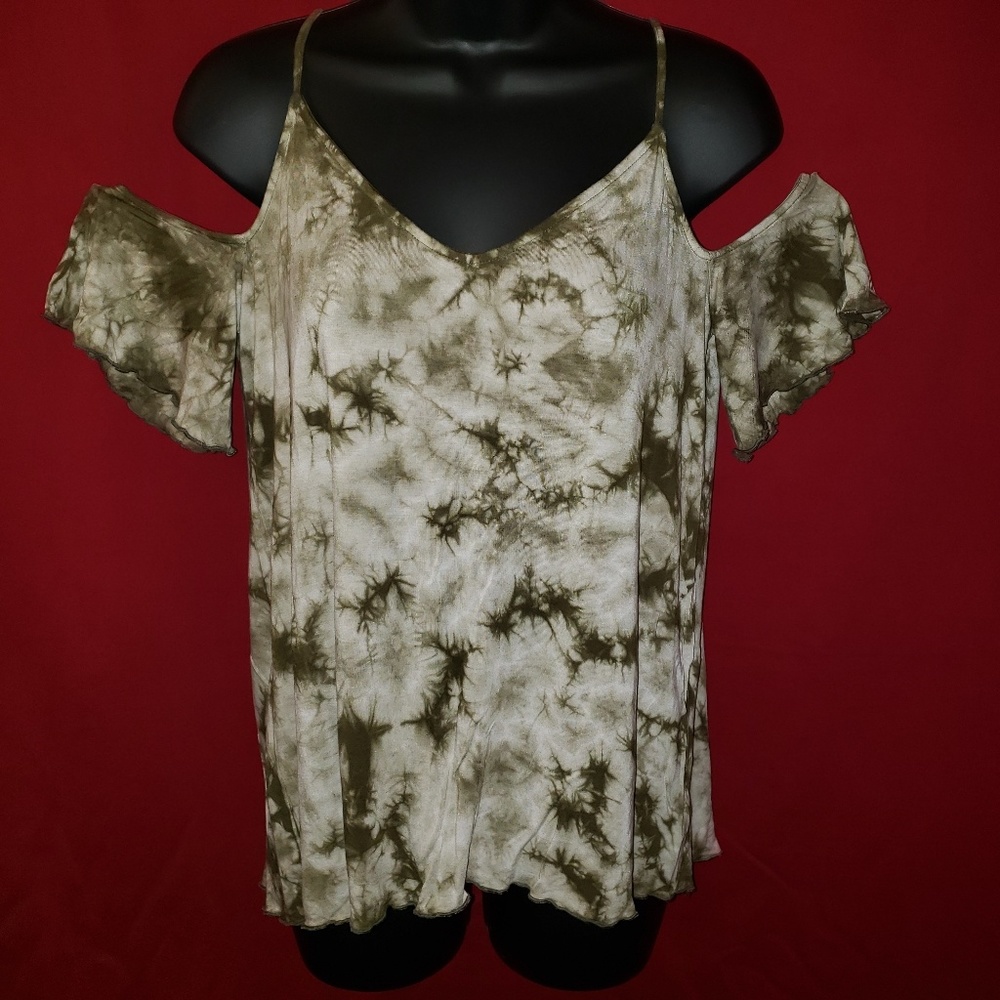 Cold shoulder tie dyed tee shirt by American Eagle